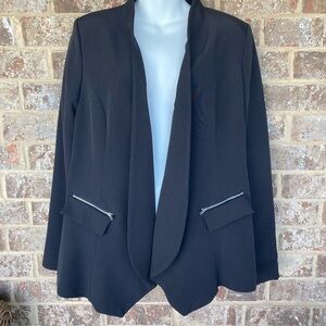 I. N. Studio Blazer Jacket Size 14 zipper pockets open cardigan